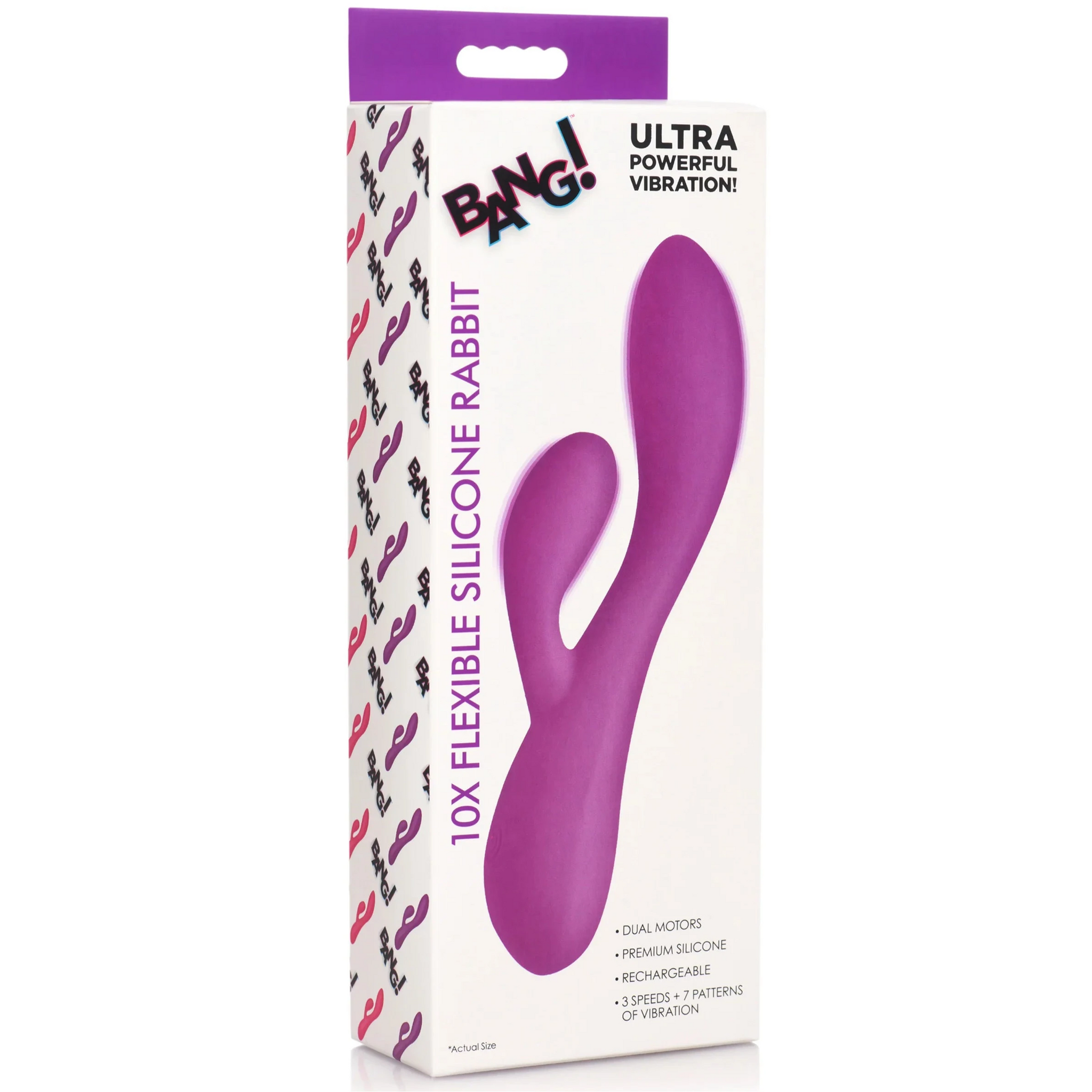 10X Flexible Silicone Rabbit Vibrator - Purple