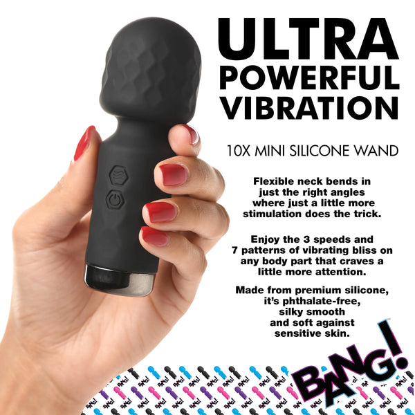 10X Mini Rechargeable Silicone Wand - Black