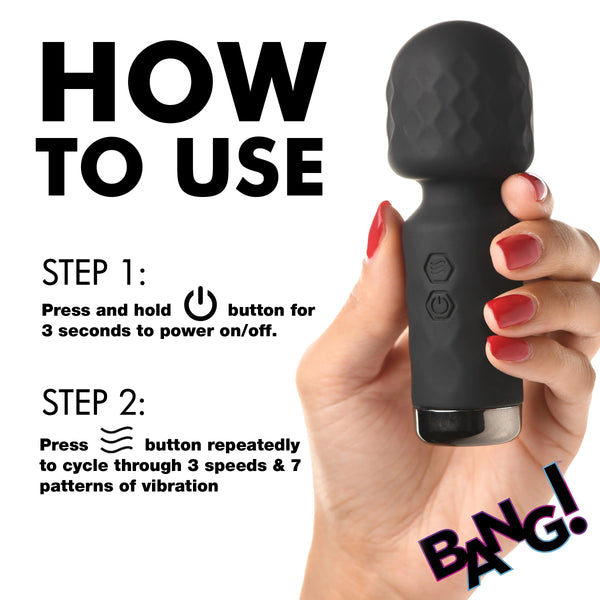 10X Mini Rechargeable Silicone Wand - Black