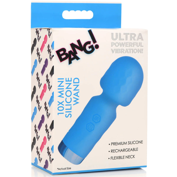 10X Mini Rechargeable Silicone Wand - Blue