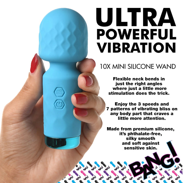 10X Mini Rechargeable Silicone Wand - Blue