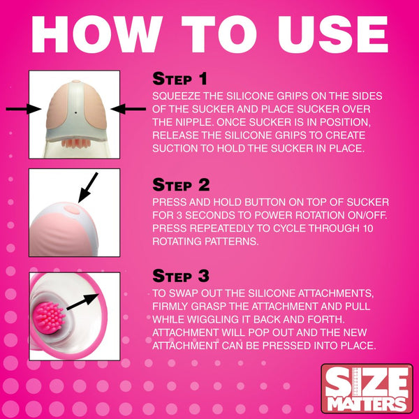 Size Matters 10X Rotating Rechargeable  Nipple Suckers - Extreme Toyz Singapore - https://extremetoyz.com.sg - Sex Toys and Lingerie Online Store - Bondage Gear / Vibrators / Electrosex Toys / Wireless Remote Control Vibes / Sexy Lingerie and Role Play / BDSM / Dungeon Furnitures / Dildos and Strap Ons  / Anal and Prostate Massagers / Anal Douche and Cleaning Aide / Delay Sprays and Gels / Lubricants and more...