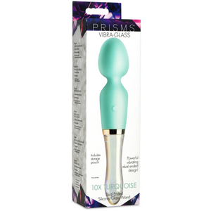 10X Turquoise Dual Ended Silicone and Glass Wand