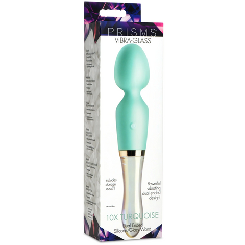 10X Turquoise Dual Ended Silicone and Glass Wand