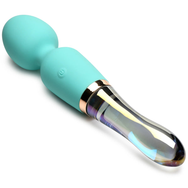 10X Turquoise Dual Ended Silicone and Glass Wand