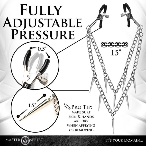 Master Series Daggers Double Chain Nipple Clamps - Extreme Toyz Singapore - https://extremetoyz.com.sg - Sex Toys and Lingerie Online Store - Bondage Gear / Vibrators / Electrosex Toys / Wireless Remote Control Vibes / Sexy Lingerie and Role Play / BDSM / Dungeon Furnitures / Dildos and Strap Ons  / Anal and Prostate Massagers / Anal Douche and Cleaning Aide / Delay Sprays and Gels / Lubricants and more...