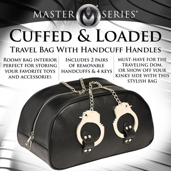 Master Series Cuffed and Loaded Travel Bag with Handcuff Handles - Extreme Toyz Singapore - https://extremetoyz.com.sg - Sex Toys and Lingerie Online Store - Bondage Gear / Vibrators / Electrosex Toys / Wireless Remote Control Vibes / Sexy Lingerie and Role Play / BDSM / Dungeon Furnitures / Dildos and Strap Ons  / Anal and Prostate Massagers / Anal Douche and Cleaning Aide / Delay Sprays and Gels / Lubricants and more...