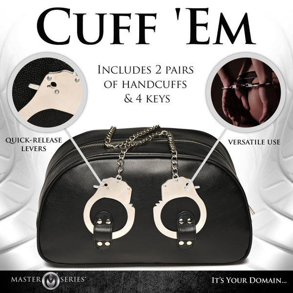 Master Series Cuffed and Loaded Travel Bag with Handcuff Handles - Extreme Toyz Singapore - https://extremetoyz.com.sg - Sex Toys and Lingerie Online Store - Bondage Gear / Vibrators / Electrosex Toys / Wireless Remote Control Vibes / Sexy Lingerie and Role Play / BDSM / Dungeon Furnitures / Dildos and Strap Ons  / Anal and Prostate Massagers / Anal Douche and Cleaning Aide / Delay Sprays and Gels / Lubricants and more...