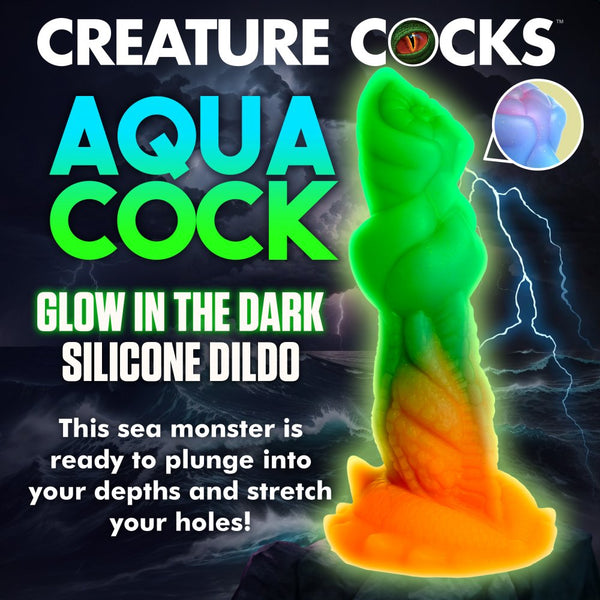 Creature Cocks Aqua-Cock Glow-In-The-Dark Silicone Dildo - Extreme Toyz Singapore - https://extremetoyz.com.sg - Sex Toys and Lingerie Online Store - Bondage Gear / Vibrators / Electrosex Toys / Wireless Remote Control Vibes / Sexy Lingerie and Role Play / BDSM / Dungeon Furnitures / Dildos and Strap Ons  / Anal and Prostate Massagers / Anal Douche and Cleaning Aide / Delay Sprays and Gels / Lubricants and more...