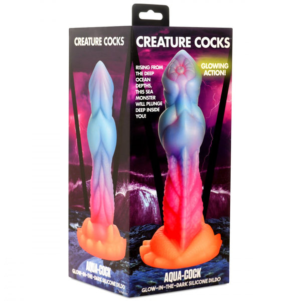 Creature Cocks Aqua-Cock Glow-In-The-Dark Silicone Dildo - Extreme Toyz Singapore - https://extremetoyz.com.sg - Sex Toys and Lingerie Online Store - Bondage Gear / Vibrators / Electrosex Toys / Wireless Remote Control Vibes / Sexy Lingerie and Role Play / BDSM / Dungeon Furnitures / Dildos and Strap Ons  / Anal and Prostate Massagers / Anal Douche and Cleaning Aide / Delay Sprays and Gels / Lubricants and more...