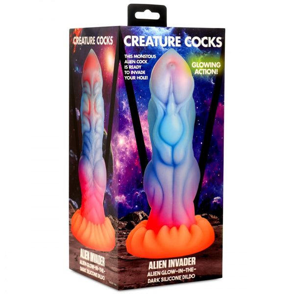 Creature Cocks Alien Invader Glow-In-The-Dark Silicone Dildo - Extreme Toyz Singapore - https://extremetoyz.com.sg - Sex Toys and Lingerie Online Store - Bondage Gear / Vibrators / Electrosex Toys / Wireless Remote Control Vibes / Sexy Lingerie and Role Play / BDSM / Dungeon Furnitures / Dildos and Strap Ons  / Anal and Prostate Massagers / Anal Douche and Cleaning Aide / Delay Sprays and Gels / Lubricants and more...