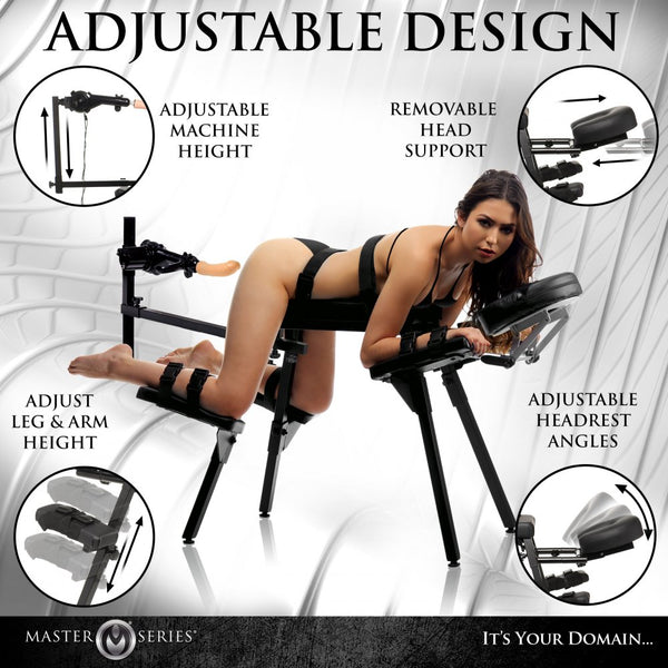 Master Series Obedience Chair with Sex Machine - Extreme Toyz Singapore - https://extremetoyz.com.sg - Sex Toys and Lingerie Online Store - Bondage Gear / Vibrators / Electrosex Toys / Wireless Remote Control Vibes / Sexy Lingerie and Role Play / BDSM / Dungeon Furnitures / Dildos and Strap Ons  / Anal and Prostate Massagers / Anal Douche and Cleaning Aide / Delay Sprays and Gels / Lubricants and more...