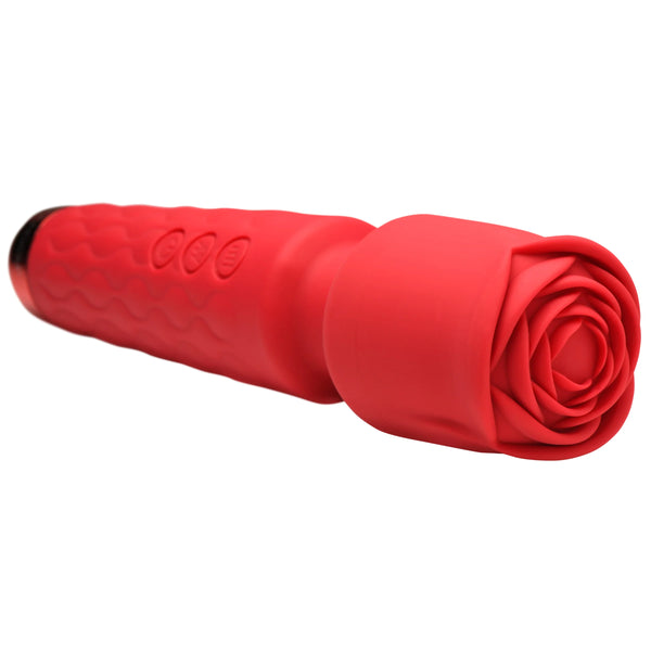 Pleasure Rose 10X Rechargeable Silicone Wand with Rose Attachment