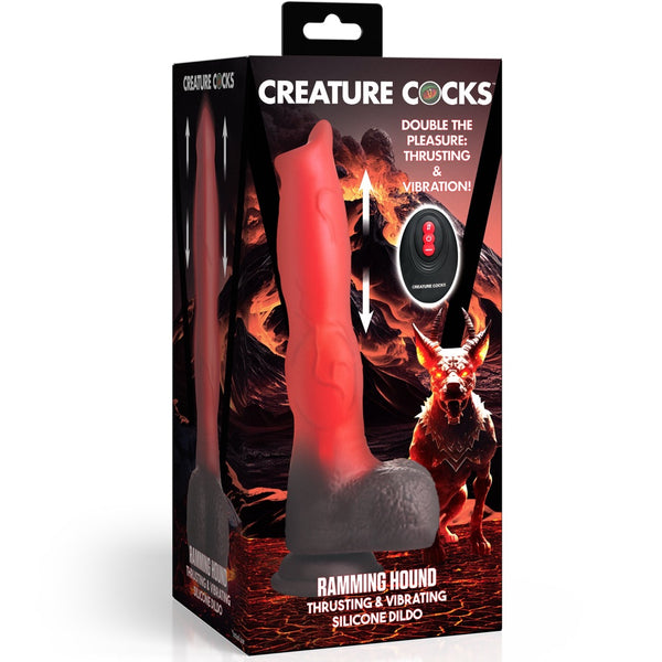 Ramming Hound Thrusting & Vibrating Silicone Dildo with Remote