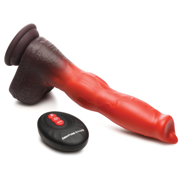 Ramming Hound Thrusting & Vibrating Silicone Dildo with Remote