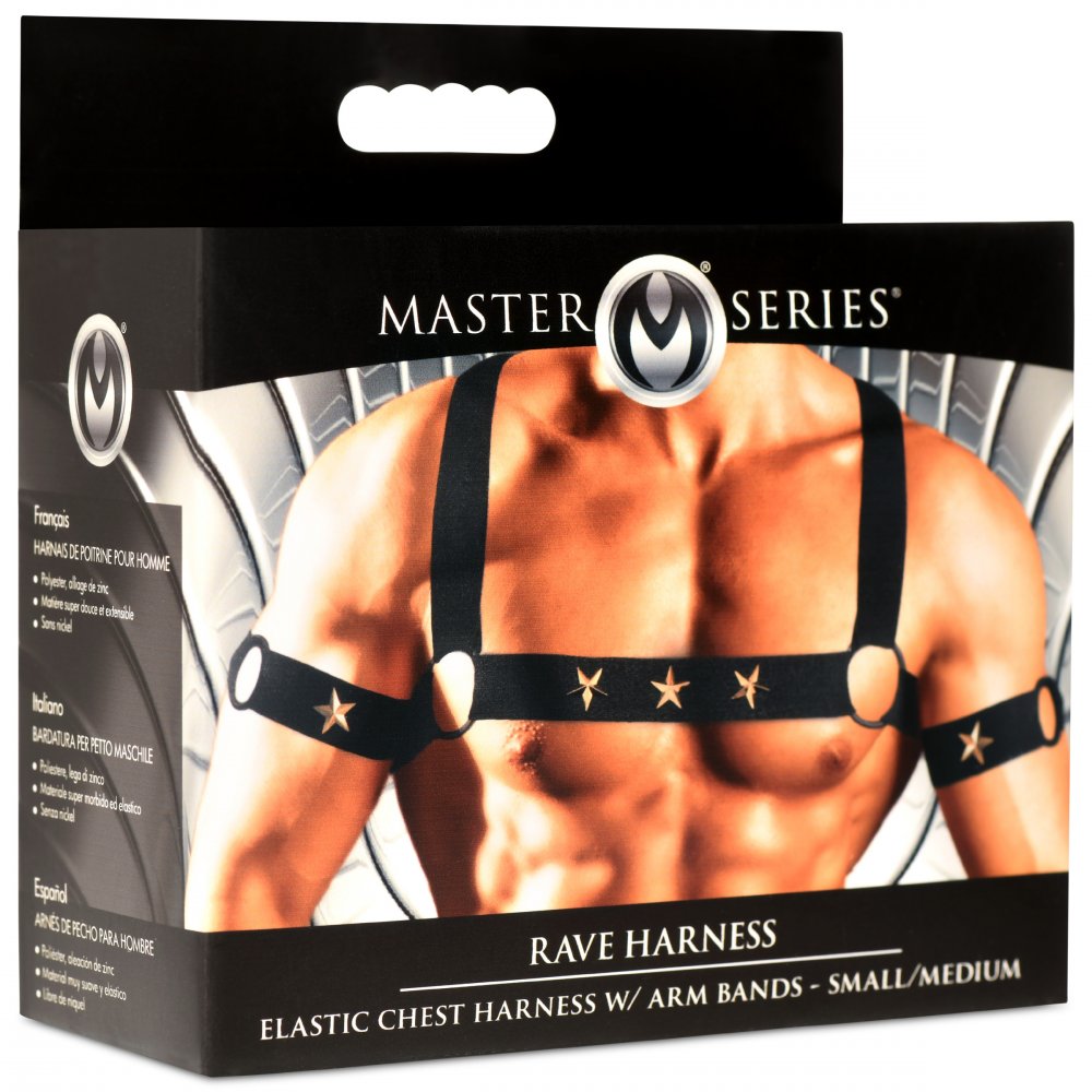 Master Series Rave Harness Elastic Chest Harness with Arm Bands (2 Sizes Available) - Extreme Toyz Singapore - https://extremetoyz.com.sg - Sex Toys and Lingerie Online Store - Bondage Gear / Vibrators / Electrosex Toys / Wireless Remote Control Vibes / Sexy Lingerie and Role Play / BDSM / Dungeon Furnitures / Dildos and Strap Ons  / Anal and Prostate Massagers / Anal Douche and Cleaning Aide / Delay Sprays and Gels / Lubricants and more...