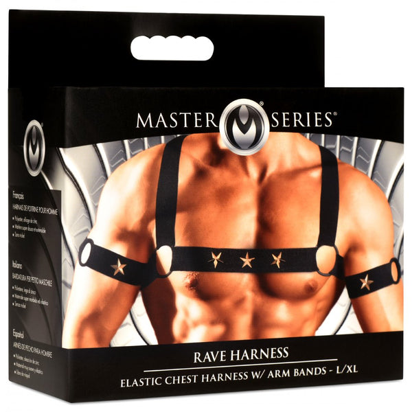 Master Series Rave Harness Elastic Chest Harness with Arm Bands (2 Sizes Available) - Extreme Toyz Singapore - https://extremetoyz.com.sg - Sex Toys and Lingerie Online Store - Bondage Gear / Vibrators / Electrosex Toys / Wireless Remote Control Vibes / Sexy Lingerie and Role Play / BDSM / Dungeon Furnitures / Dildos and Strap Ons  / Anal and Prostate Massagers / Anal Douche and Cleaning Aide / Delay Sprays and Gels / Lubricants and more...