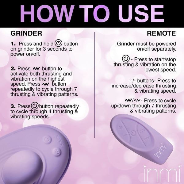 Inmi Spin n' Grind Remote Control Thrusting and Vibrating Rechargeable Silicone Sex Grinder - Extreme Toyz Singapore - https://extremetoyz.com.sg - Sex Toys and Lingerie Online Store - Bondage Gear / Vibrators / Electrosex Toys / Wireless Remote Control Vibes / Sexy Lingerie and Role Play / BDSM / Dungeon Furnitures / Dildos and Strap Ons &nbsp;/ Anal and Prostate Massagers / Anal Douche and Cleaning Aide / Delay Sprays and Gels / Lubricants and more...