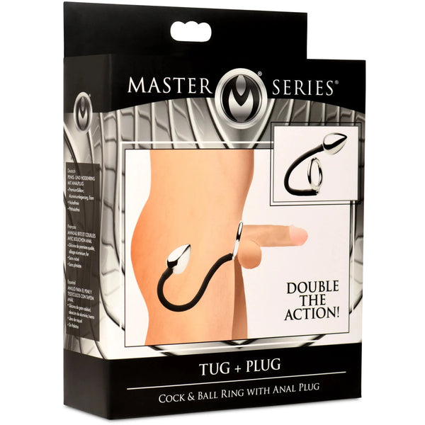 Tug and Plug Cock and Ball Ring with Anal Plug