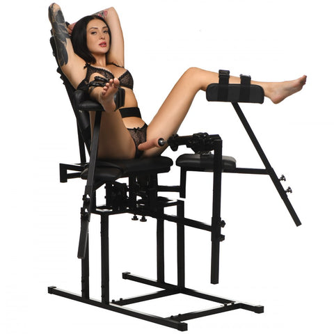 Master Series Obedience Chair with Sex Machine - Extreme Toyz Singapore - https://extremetoyz.com.sg - Sex Toys and Lingerie Online Store - Bondage Gear / Vibrators / Electrosex Toys / Wireless Remote Control Vibes / Sexy Lingerie and Role Play / BDSM / Dungeon Furnitures / Dildos and Strap Ons  / Anal and Prostate Massagers / Anal Douche and Cleaning Aide / Delay Sprays and Gels / Lubricants and more...