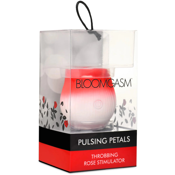 Pulsing Petals Rechargeable Throbbing Rose Clit Stimulator - Red