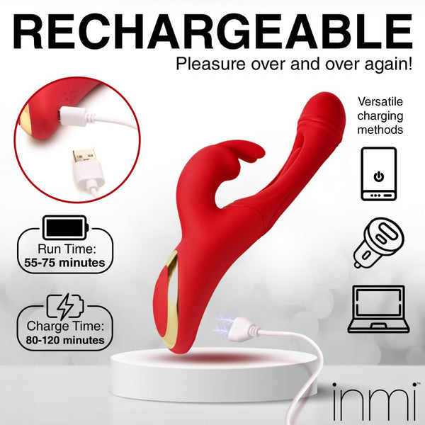 Inmi Flicking Rechargeable Silicone Rabbit Vibrator - Extreme Toyz Singapore - https://extremetoyz.com.sg - Sex Toys and Lingerie Online Store - Bondage Gear / Vibrators / Electrosex Toys / Wireless Remote Control Vibes / Sexy Lingerie and Role Play / BDSM / Dungeon Furnitures / Dildos and Strap Ons / Anal and Prostate Massagers / Anal Douche and Cleaning Aide / Delay Sprays and Gels / Lubricants and more...
