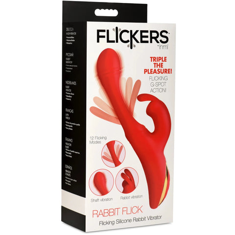 Flickers Rabbit Flick Rechargeable Flicking Silicone Rabbit Vibrator