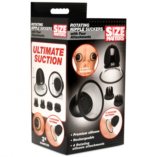 10X Rotating Nipple Suckers with 4 Attachments - Black Extreme Toyz 10X Rotating Nipple Suckers with 4 Attachments - Black Extreme Toyz