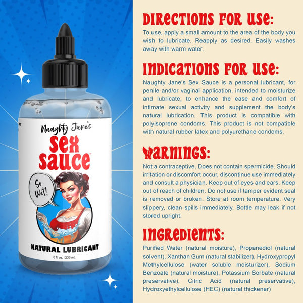Naughty Jane's Sex Sauce Natural Lubricant - 8 oz. (236ml) - Extreme Toyz Singapore - https://extremetoyz.com.sg - Sex Toys and Lingerie Online Store - Bondage Gear / Vibrators / Electrosex Toys / Wireless Remote Control Vibes / Sexy Lingerie and Role Play / BDSM / Dungeon Furnitures / Dildos and Strap Ons &nbsp;/ Anal and Prostate Massagers / Anal Douche and Cleaning Aide / Delay Sprays and Gels / Lubricants and more...
