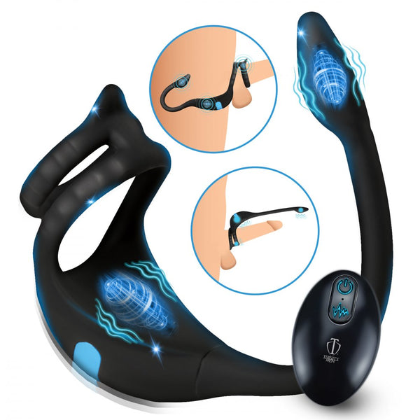 Trinity for Men Remote Control Vibrating Silicone Rechargeable Cock Ring and Anal Stimulator - Extreme Toyz Singapore - https://extremetoyz.com.sg - Sex Toys and Lingerie Online Store - Bondage Gear / Vibrators / Electrosex Toys / Wireless Remote Control Vibes / Sexy Lingerie and Role Play / BDSM / Dungeon Furnitures / Dildos and Strap Ons  / Anal and Prostate Massagers / Anal Douche and Cleaning Aide / Delay Sprays and Gels / Lubricants and more...