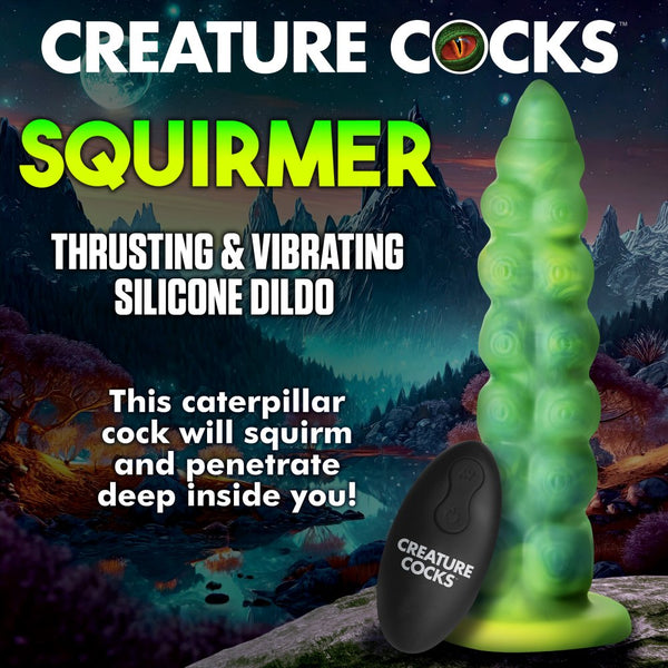 Creature Cocks Squirmer Rechargeable Thrusting and Vibrating Silicone Dildo with Remote - Extreme Toyz Singapore - https://extremetoyz.com.sg - Sex Toys and Lingerie Online Store - Bondage Gear / Vibrators / Electrosex Toys / Wireless Remote Control Vibes / Sexy Lingerie and Role Play / BDSM / Dungeon Furnitures / Dildos and Strap Ons &nbsp;/ Anal and Prostate Massagers / Anal Douche and Cleaning Aide / Delay Sprays and Gels / Lubricants and more...