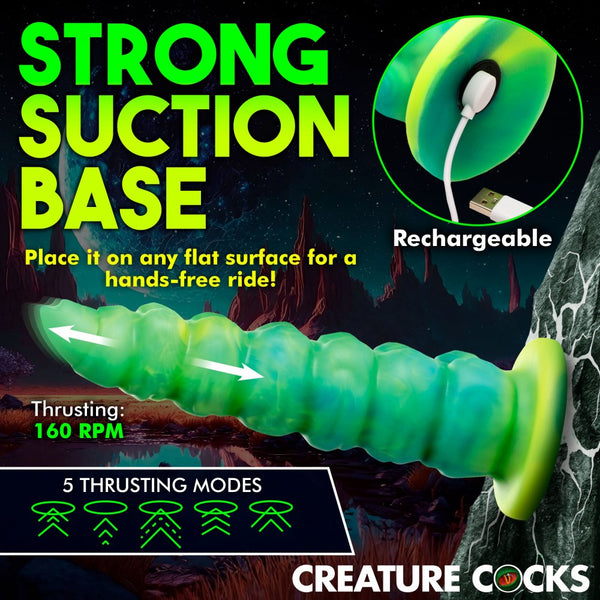 Creature Cocks Squirmer Rechargeable Thrusting and Vibrating Silicone Dildo with Remote - Extreme Toyz Singapore - https://extremetoyz.com.sg - Sex Toys and Lingerie Online Store - Bondage Gear / Vibrators / Electrosex Toys / Wireless Remote Control Vibes / Sexy Lingerie and Role Play / BDSM / Dungeon Furnitures / Dildos and Strap Ons &nbsp;/ Anal and Prostate Massagers / Anal Douche and Cleaning Aide / Delay Sprays and Gels / Lubricants and more...