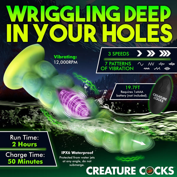 Creature Cocks Squirmer Rechargeable Thrusting and Vibrating Silicone Dildo with Remote - Extreme Toyz Singapore - https://extremetoyz.com.sg - Sex Toys and Lingerie Online Store - Bondage Gear / Vibrators / Electrosex Toys / Wireless Remote Control Vibes / Sexy Lingerie and Role Play / BDSM / Dungeon Furnitures / Dildos and Strap Ons &nbsp;/ Anal and Prostate Massagers / Anal Douche and Cleaning Aide / Delay Sprays and Gels / Lubricants and more...