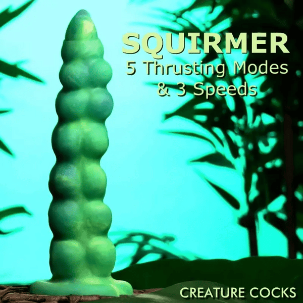 Squirmer Thrusting & Vibrating Silicone Dildo with Remote