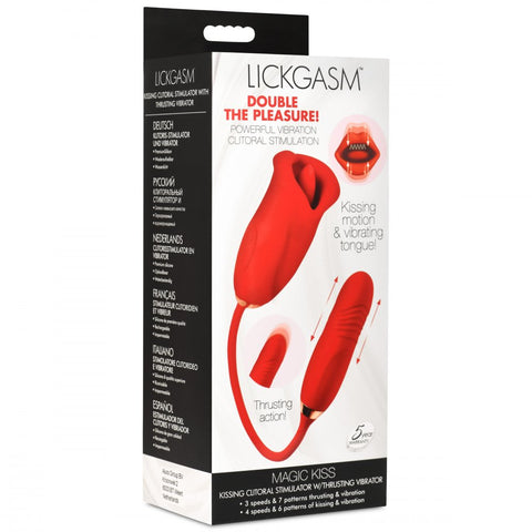 Inmi Lickgasm Magic Kiss Rechargeable Clitoral Stimulator with Thrusting Vibrator - Extreme Toyz Singapore - https://extremetoyz.com.sg - Sex Toys and Lingerie Online Store - Bondage Gear / Vibrators / Electrosex Toys / Wireless Remote Control Vibes / Sexy Lingerie and Role Play / BDSM / Dungeon Furnitures / Dildos and Strap Ons &nbsp;/ Anal and Prostate Massagers / Anal Douche and Cleaning Aide / Delay Sprays and Gels / Lubricants and more...