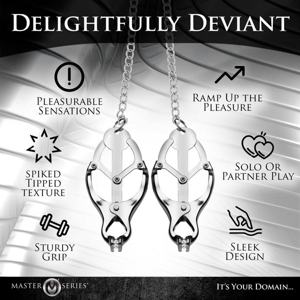 Master Series Tyrant Spiked Clover Nipple Clamps - Extreme Toyz Singapore - https://extremetoyz.com.sg - Sex Toys and Lingerie Online Store - Bondage Gear / Vibrators / Electrosex Toys / Wireless Remote Control Vibes / Sexy Lingerie and Role Play / BDSM / Dungeon Furnitures / Dildos and Strap Ons &nbsp;/ Anal and Prostate Massagers / Anal Douche and Cleaning Aide / Delay Sprays and Gels / Lubricants and more...