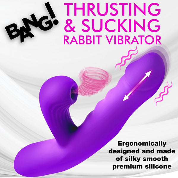 Bang! Thrusting and Sucking Rechargeable Silicone Rabbit Vibrator - Extreme Toyz Singapore - https://extremetoyz.com.sg - Sex Toys and Lingerie Online Store - Bondage Gear / Vibrators / Electrosex Toys / Wireless Remote Control Vibes / Sexy Lingerie and Role Play / BDSM / Dungeon Furnitures / Dildos and Strap Ons &nbsp;/ Anal and Prostate Massagers / Anal Douche and Cleaning Aide / Delay Sprays and Gels / Lubricants and more...
