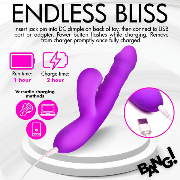 Bang! Thrusting and Sucking Rechargeable Silicone Rabbit Vibrator - Extreme Toyz Singapore - https://extremetoyz.com.sg - Sex Toys and Lingerie Online Store - Bondage Gear / Vibrators / Electrosex Toys / Wireless Remote Control Vibes / Sexy Lingerie and Role Play / BDSM / Dungeon Furnitures / Dildos and Strap Ons &nbsp;/ Anal and Prostate Massagers / Anal Douche and Cleaning Aide / Delay Sprays and Gels / Lubricants and more...