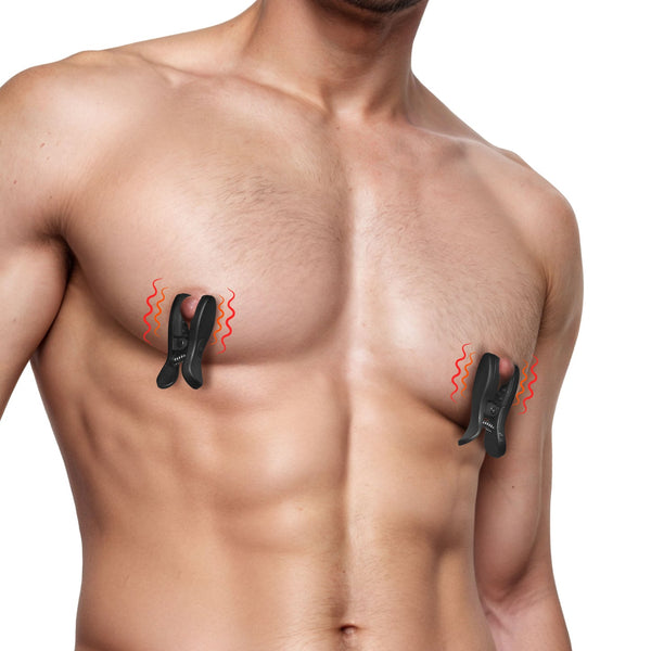 Dark Grip Wireless Vibrating Nipple Clamps with Charging Case