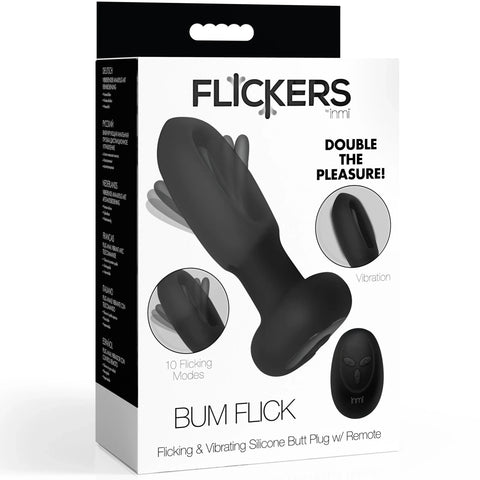 Flickers Bum Flick Rechargeable Vibrating & Flicking Silicone Butt Plug with Remote