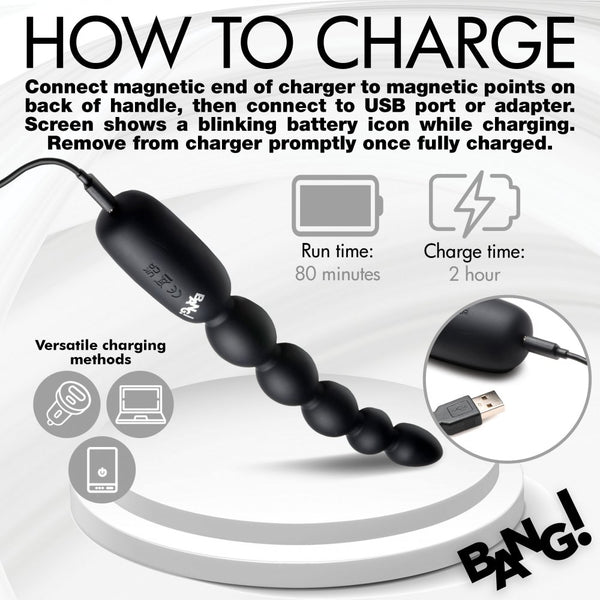 Bang! Rechargeable Silicone Anal Beads with Digital Display - Extreme Toyz Singapore - https://extremetoyz.com.sg - Sex Toys and Lingerie Online Store - Bondage Gear / Vibrators / Electrosex Toys / Wireless Remote Control Vibes / Sexy Lingerie and Role Play / BDSM / Dungeon Furnitures / Dildos and Strap Ons &nbsp;/ Anal and Prostate Massagers / Anal Douche and Cleaning Aide / Delay Sprays and Gels / Lubricants and more...