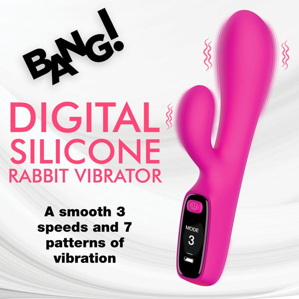 Bang! Rechargeable Silicone Rabbit Vibrator with Digital Display - Extreme Toyz Singapore - https://extremetoyz.com.sg - Sex Toys and Lingerie Online Store - Bondage Gear / Vibrators / Electrosex Toys / Wireless Remote Control Vibes / Sexy Lingerie and Role Play / BDSM / Dungeon Furnitures / Dildos and Strap Ons &nbsp;/ Anal and Prostate Massagers / Anal Douche and Cleaning Aide / Delay Sprays and Gels / Lubricants and more...