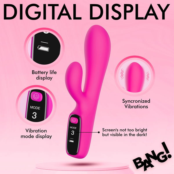 Bang! Rechargeable Silicone Rabbit Vibrator with Digital Display - Extreme Toyz Singapore - https://extremetoyz.com.sg - Sex Toys and Lingerie Online Store - Bondage Gear / Vibrators / Electrosex Toys / Wireless Remote Control Vibes / Sexy Lingerie and Role Play / BDSM / Dungeon Furnitures / Dildos and Strap Ons &nbsp;/ Anal and Prostate Massagers / Anal Douche and Cleaning Aide / Delay Sprays and Gels / Lubricants and more...