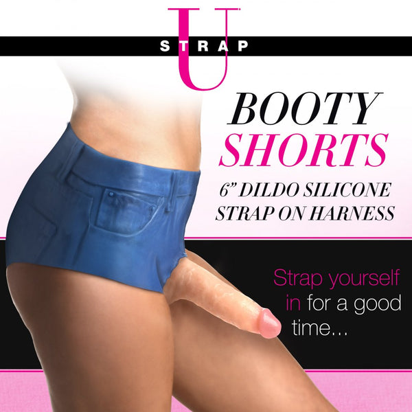 Strap U Booty Shorts 6" Dildo Silicone Strap On Harness (3 Sizes Available) - Extreme Toyz Singapore - https://extremetoyz.com.sg - Sex Toys and Lingerie Online Store - Bondage Gear / Vibrators / Electrosex Toys / Wireless Remote Control Vibes / Sexy Lingerie and Role Play / BDSM / Dungeon Furnitures / Dildos and Strap Ons &nbsp;/ Anal and Prostate Massagers / Anal Douche and Cleaning Aide / Delay Sprays and Gels / Lubricants and more...