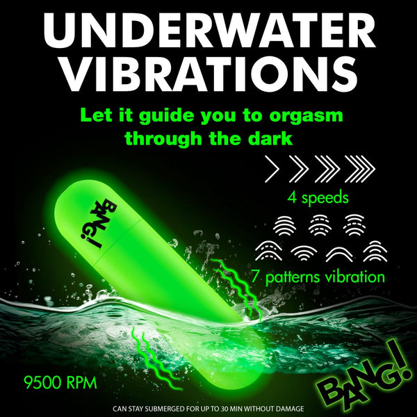 Bang! Glow-in-the-Dark Remote Control Rechargeable Silicone Bullet - Extreme Toyz Singapore - https://extremetoyz.com.sg - Sex Toys and Lingerie Online Store - Bondage Gear / Vibrators / Electrosex Toys / Wireless Remote Control Vibes / Sexy Lingerie and Role Play / BDSM / Dungeon Furnitures / Dildos and Strap Ons &nbsp;/ Anal and Prostate Massagers / Anal Douche and Cleaning Aide / Delay Sprays and Gels / Lubricants and more...