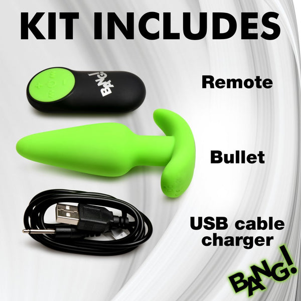 Bang! Glow-in-the-Dark Remote Control Rechargeable Silicone Butt Plug - Extreme Toyz Singapore - https://extremetoyz.com.sg - Sex Toys and Lingerie Online Store - Bondage Gear / Vibrators / Electrosex Toys / Wireless Remote Control Vibes / Sexy Lingerie and Role Play / BDSM / Dungeon Furnitures / Dildos and Strap Ons &nbsp;/ Anal and Prostate Massagers / Anal Douche and Cleaning Aide / Delay Sprays and Gels / Lubricants and more...