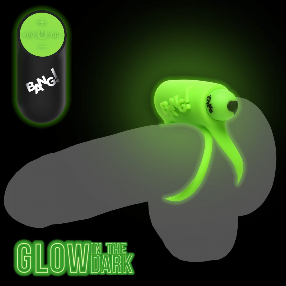 Bang! Glow-in-the-Dark Remote Control Rechargeable Silicone Vibrating Cock Ring - Extreme Toyz Singapore - https://extremetoyz.com.sg - Sex Toys and Lingerie Online Store - Bondage Gear / Vibrators / Electrosex Toys / Wireless Remote Control Vibes / Sexy Lingerie and Role Play / BDSM / Dungeon Furnitures / Dildos and Strap Ons &nbsp;/ Anal and Prostate Massagers / Anal Douche and Cleaning Aide / Delay Sprays and Gels / Lubricants and more...