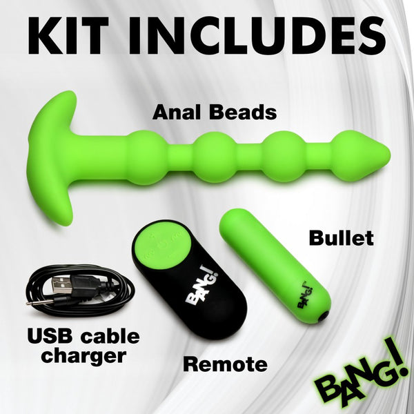 Bang! Glow-in-the-Dark Remote Control Rechargeable Silicone Anal Beads - Extreme Toyz Singapore - https://extremetoyz.com.sg - Sex Toys and Lingerie Online Store - Bondage Gear / Vibrators / Electrosex Toys / Wireless Remote Control Vibes / Sexy Lingerie and Role Play / BDSM / Dungeon Furnitures / Dildos and Strap Ons &nbsp;/ Anal and Prostate Massagers / Anal Douche and Cleaning Aide / Delay Sprays and Gels / Lubricants and more...
