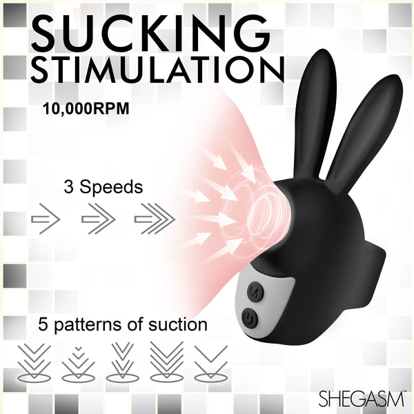 Sucky Bunny Rechargeable Clit Stimulator - Black