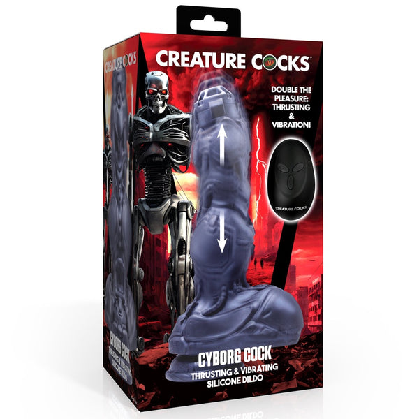 Cyborg Cock Thrusting and Vibrating Silicone Dildo